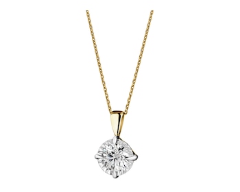 585 Yellow And White Gold Plated Pendant with Diamond - 0,23 ct - fineness 585