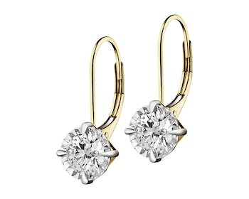 585 Yellow And White Gold Plated Earrings with Diamonds - 0,60 ct - fineness 585