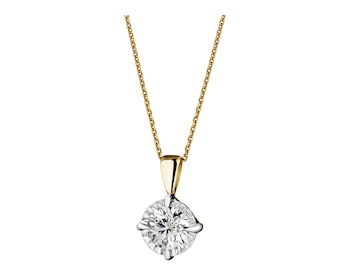 585 Yellow And White Gold Plated Pendant with Diamond - 0,30 ct - fineness 585