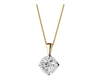 585 Yellow And White Gold Plated Pendant with Diamond - 0,40 ct - fineness 585