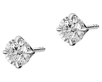 White gold earrings with brilliants - 0,16 ct - fineness 14 K