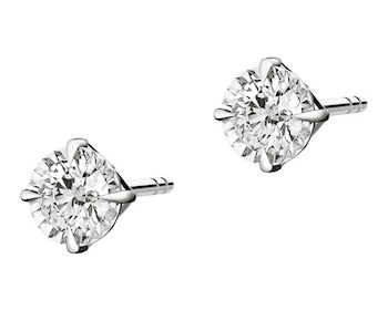 White gold earrings with brilliants 0,16 ct - fineness 14 K