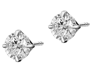 14 K Rhodium-Plated White Gold Earrings with Diamonds - 0,28 ct - fineness 14 K