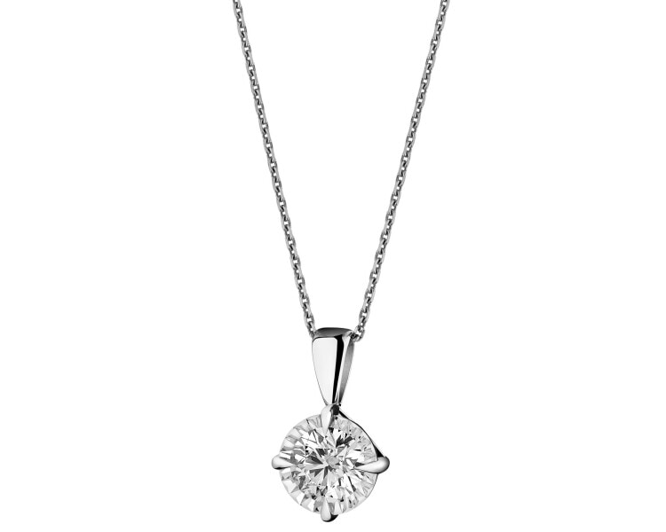 14 K Rhodium-Plated White Gold Pendant with Diamond - 0,14 ct - fineness 14 K