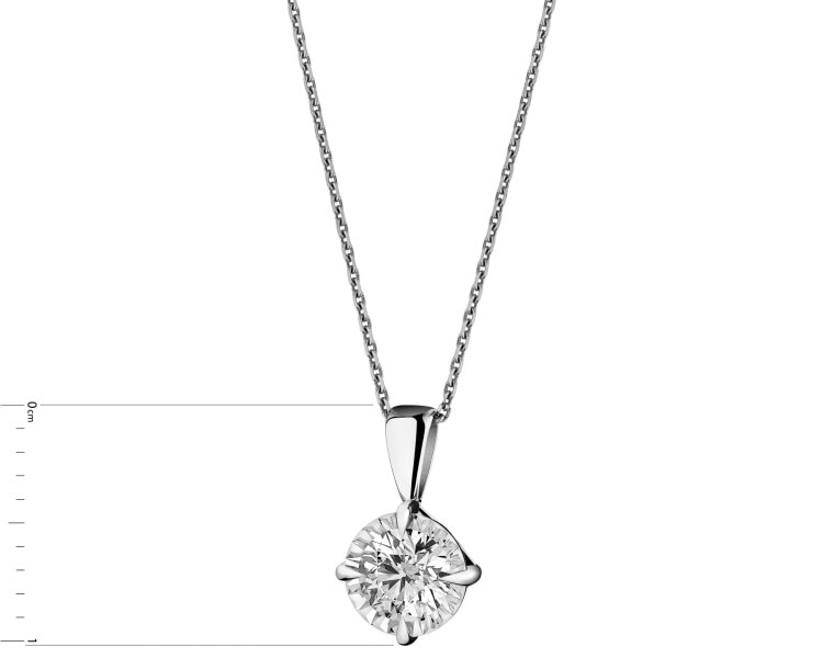 14 K Rhodium-Plated White Gold Pendant with Diamond - 0,14 ct - fineness 14 K