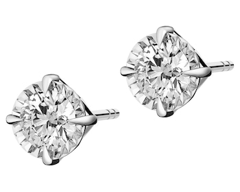 14 K Rhodium-Plated White Gold Earrings with Diamonds - 0,46 ct - fineness 14 K