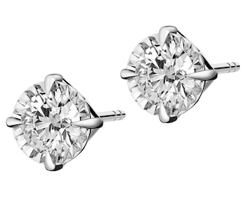 14 K Rhodium-Plated White Gold Earrings with Diamonds - 0,60 ct - fineness 14 K