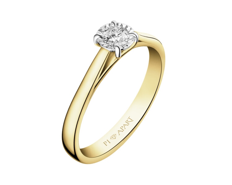 Yellow and white gold ring with brilliant - 0,08 ct - fineness 585