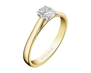 Yellow and white gold ring with brilliant - 0,08 ct - fineness 585