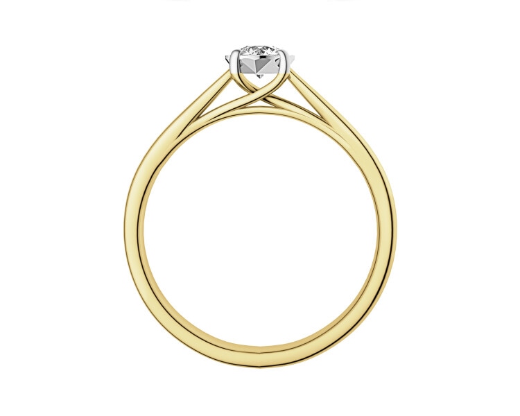 Yellow and white gold ring with brilliant - 0,08 ct - fineness 585