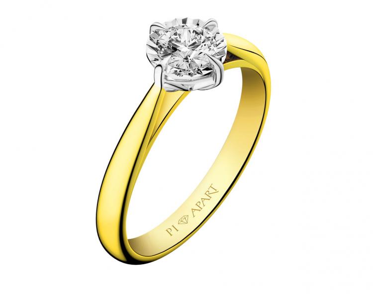 Prsten ze žlutého a bílého zlata s briliantem 0,40 ct - ryzost 585