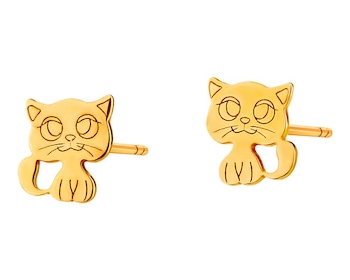 Pozlacené stříbrné náušnice - kočky