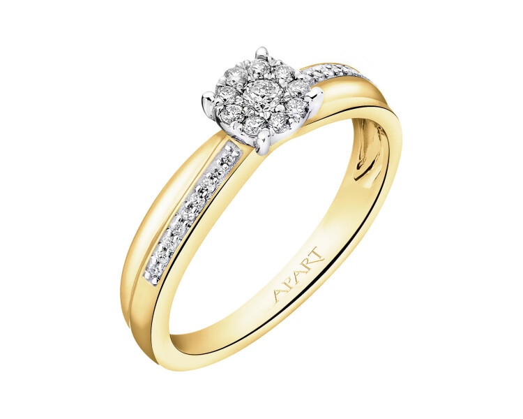 Yellow Gold Diamond Ring - 0,20 ct - fineness 14 K