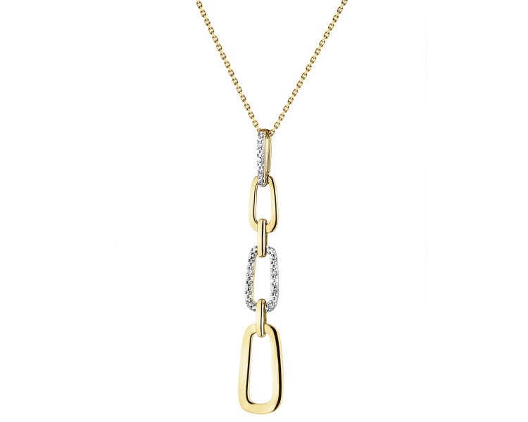 14 K Rhodium-Plated Yellow Gold Pendant with Diamonds - 0,02 ct - fineness 14 K