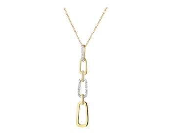 14 K Rhodium-Plated Yellow Gold Pendant with Diamonds - 0,02 ct - fineness 14 K