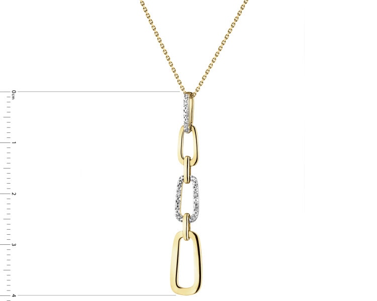 14 K Rhodium-Plated Yellow Gold Pendant with Diamonds - 0,02 ct - fineness 14 K