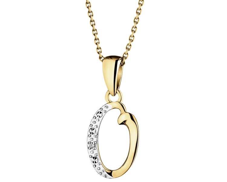 9 K Rhodium-Plated Yellow Gold Pendant with Diamond - 0,003 ct - fineness 9 K