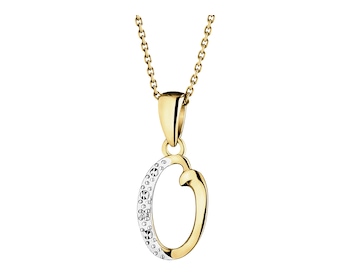 9 K Rhodium-Plated Yellow Gold Pendant with Diamond - 0,003 ct - fineness 9 K