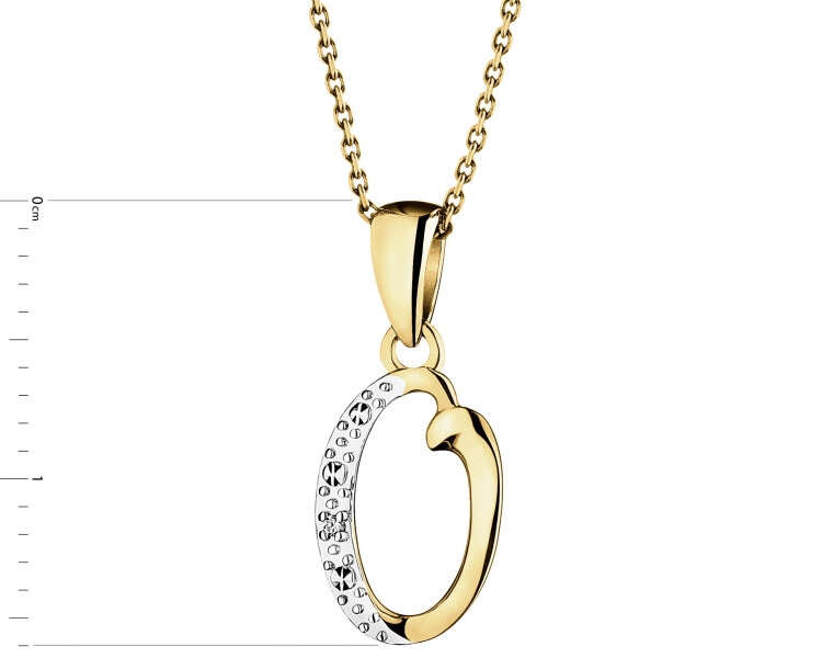 9 K Rhodium-Plated Yellow Gold Pendant with Diamond - 0,003 ct - fineness 9 K