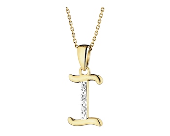 9 K Rhodium-Plated Yellow Gold Pendant with Diamond - 0,003 ct - fineness 9 K