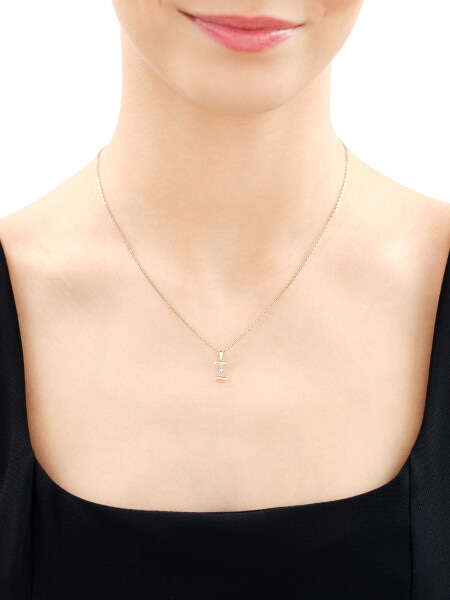 9 K Rhodium-Plated Yellow Gold Pendant with Diamond - 0,003 ct - fineness 9 K