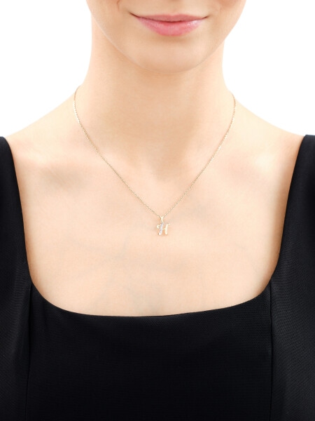 Zawieszka z żółtego złota z diamentem - litera H - 0,003 ct - próba 375