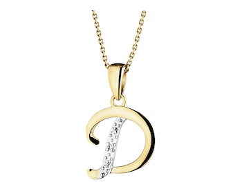 9 K Rhodium-Plated Yellow Gold Pendant with Diamond - 0,003 ct - fineness 9 K