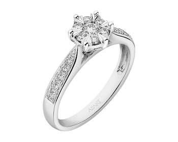 White gold ring with diamonds - 0,45 ct - fineness 14 K