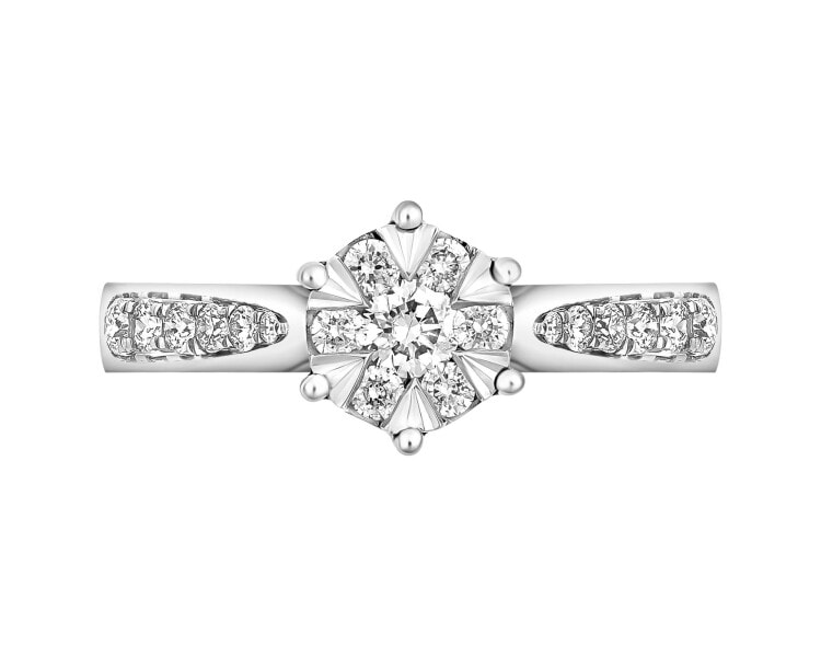 White gold ring with diamonds - 0,45 ct - fineness 14 K