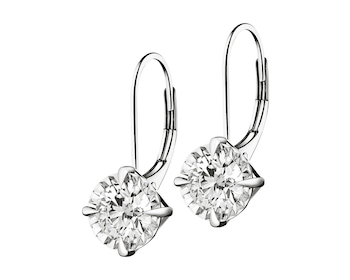 White gold earrings with brilliants 0,87 ct - fineness 14 K