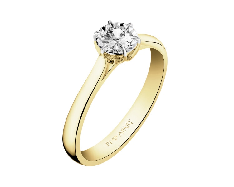 Yellow and white gold ring with brilliant - 0,40 ct - fineness 585