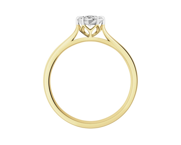 Yellow and white gold ring with brilliant - 0,40 ct - fineness 585