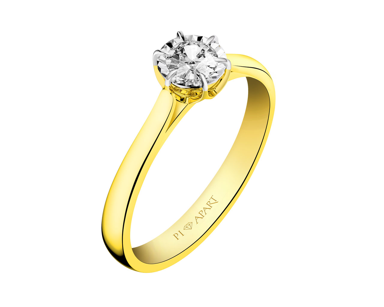 Yellow and white gold ring with brilliant 0,41 ct - fineness 585