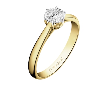 Yellow and white gold ring with brilliant - 0,08 ct - fineness 585