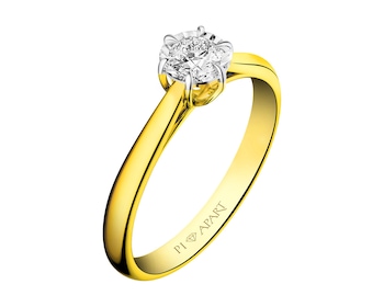 Yellow and white gold ring with brilliant 0,08 ct - fineness 585