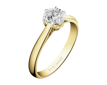 Yellow and white gold ring with brilliant - 0,14 ct - fineness 585