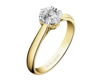 Yellow and white gold ring with brilliant - 0,23 ct - fineness 585