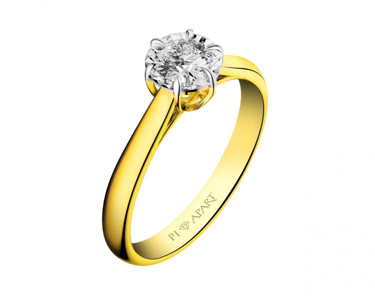 Yellow and white gold ring with brilliant 0,23 ct - fineness 585