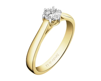 Yellow and white gold ring with brilliant - 0,08 ct - fineness 585