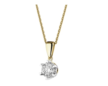 585 Yellow And White Gold Plated Pendant with Diamond - 0,38 ct - fineness 585