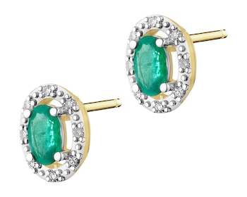 14 K Rhodium-Plated Yellow Gold Earrings  - fineness 14 K