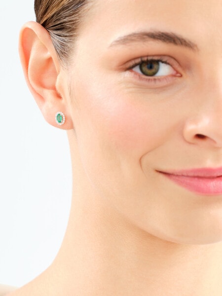 14 K Rhodium-Plated Yellow Gold Earrings  - fineness 14 K