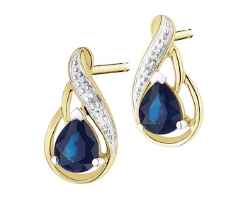 9 K Rhodium-Plated Yellow Gold Earrings  - fineness 9 K