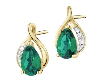 9 K Rhodium-Plated Yellow Gold Earrings  - fineness 9 K