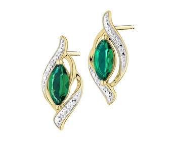 9 K Rhodium-Plated Yellow Gold Earrings  - fineness 9 K