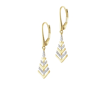 14 K Rhodium-Plated Yellow Gold Dangling Earring with Diamonds - 0,03 ct - fineness 14 K