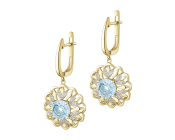 14 K Rhodium-Plated Yellow Gold Earrings  - fineness 14 K