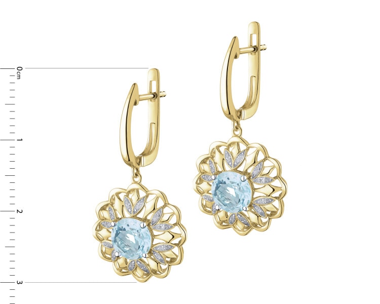 14 K Rhodium-Plated Yellow Gold Earrings  - fineness 14 K