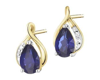 9 K Rhodium-Plated Yellow Gold Earrings  - fineness 9 K