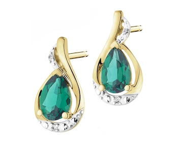 9 K Rhodium-Plated Yellow Gold Earrings  - fineness 9 K